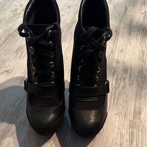 Qupid Black Lace-Up Women's Boots